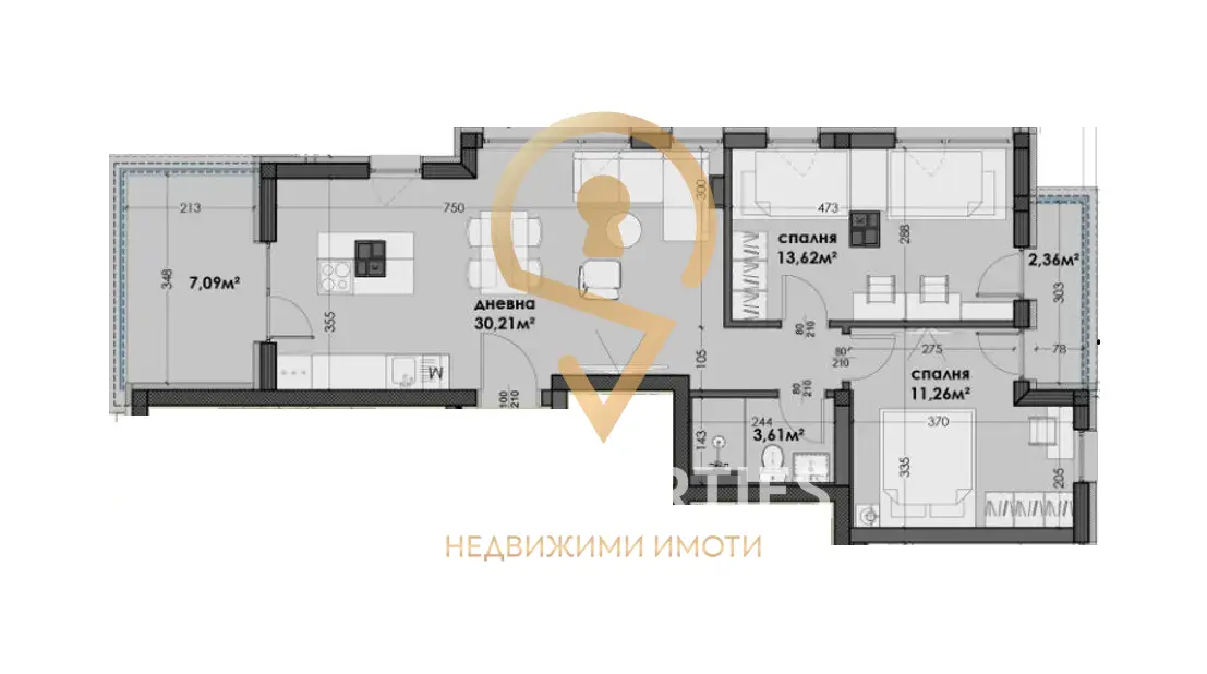 Тристаен апартамент в кв. Изгрев