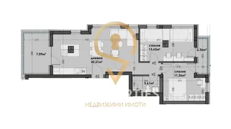 Three-room apartment in Izgrev district