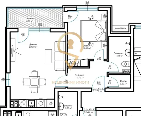 Two-bedroom apartment No. 11, floor 3