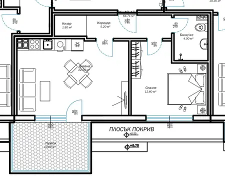Two-bedroom apartment No. 17, floor 4